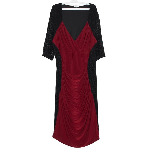 Kiyonna Dress Bodycon Lace Whimsigoth Vampire Romantic Witchy Black Red 4 4X - Picture 8 of 14